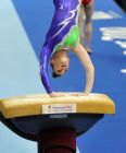 Carlotta esegue il suo salto al volteggio (Foto A. Bizzi)